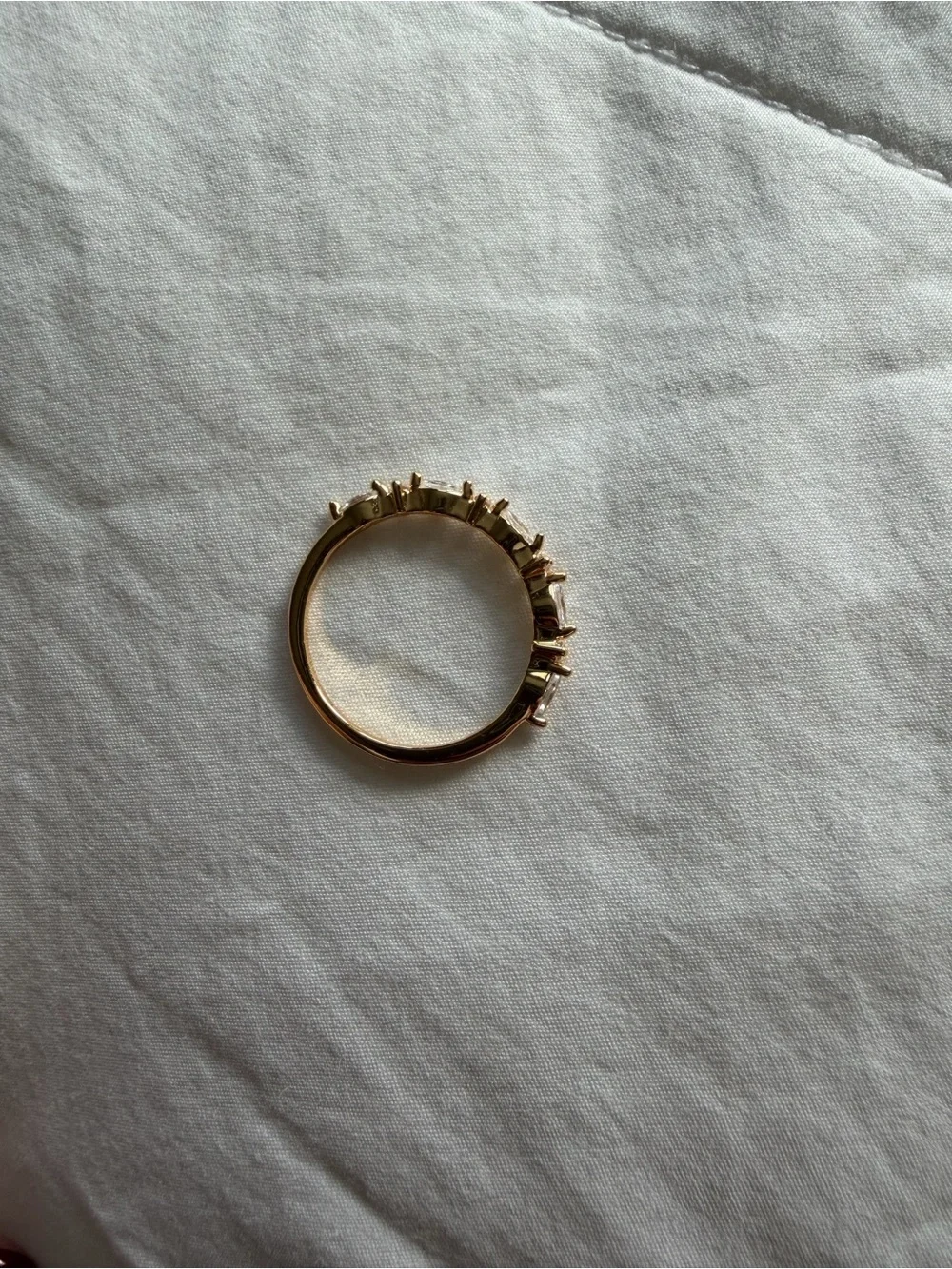 Delicate Gold Crystal Stackable Ring - Clear Stones